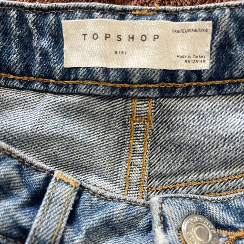 Topshop Womens Jean Shorts Size 4 Blue Kiri Denim Cut Off